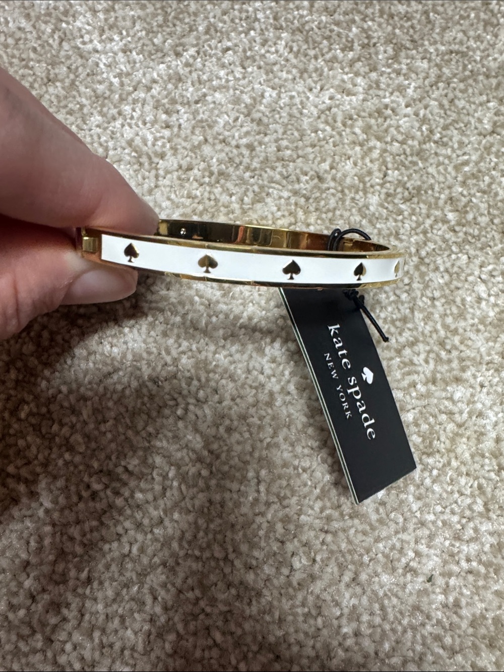 kate spade White and Gold Spade Accent Bangle Bracelet